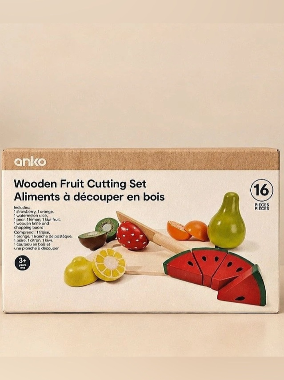 LIKE NEW Anko Wooden Fruit Cutting Set 16-Piece🤍🍓